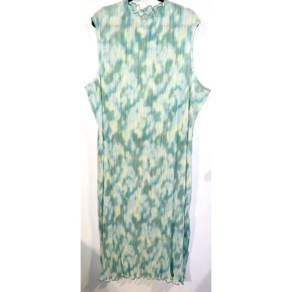 Future Collective Womens Green Paisley Dress Ruched Pattern Ruffled Collar 3X - Picture 1 of 2